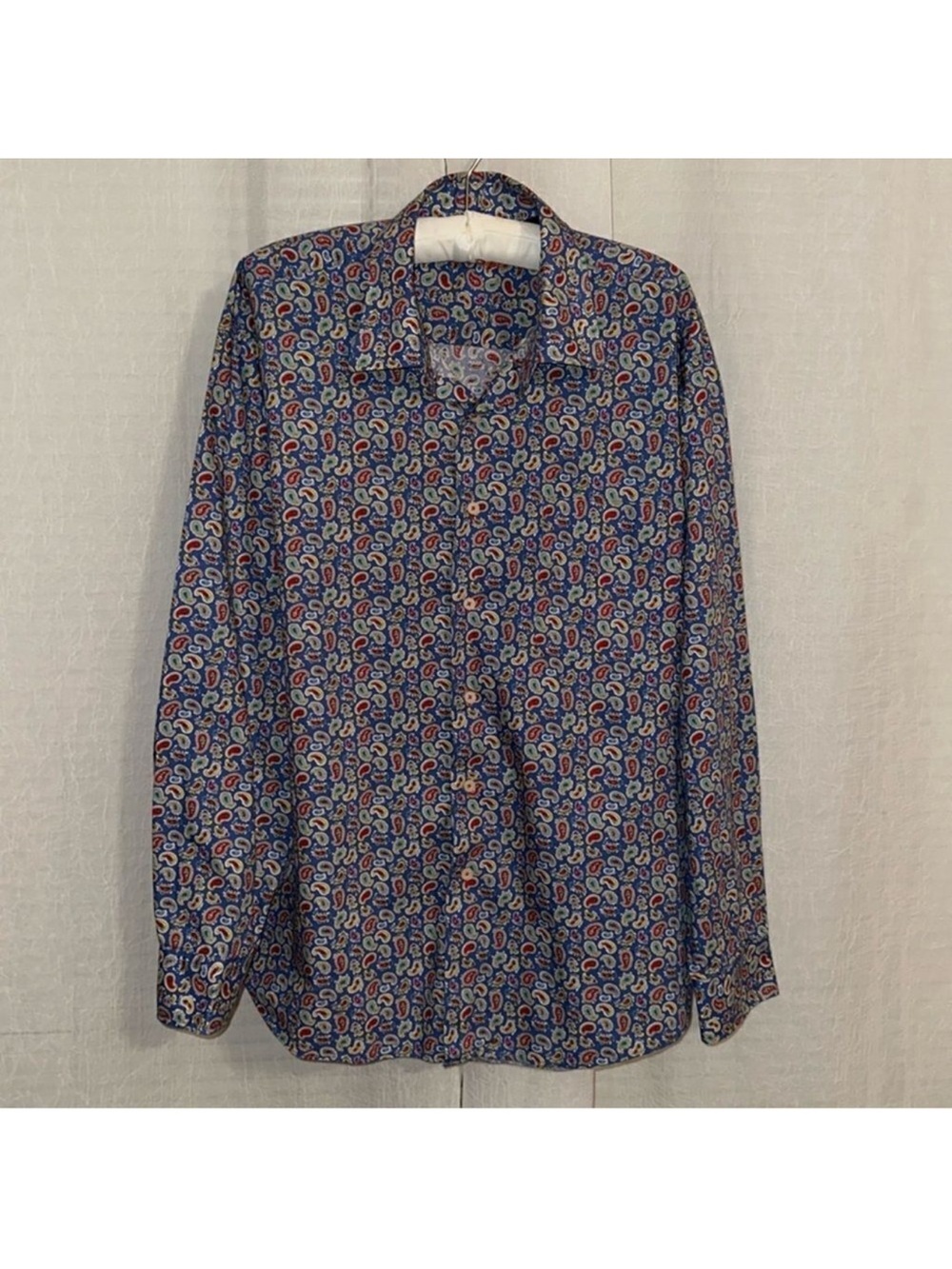 ALAN fLUSSER XL Paisley Multicolored Long Sleeve One Pocket Cotton Dress Shirt
